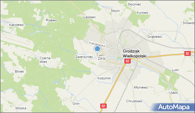 mapa Zdrój, Zdrój gmina Grodzisk Wielkopolski na mapie Targeo